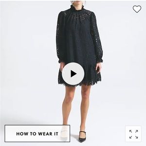 J Crew Ruffleneck lace dress,  Romantic Little Black Dress, Size Small